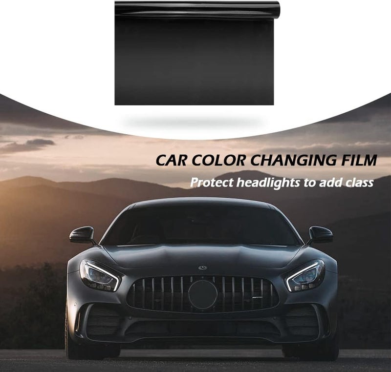 wedfish 12 X 48inch Car Light Tint Film, Cuttable&Stretchability Car Headlight Taillight Fog Light Vivid Vinyl Wrap Protector,Non-Marking Self-Adhesive Decals Car Decor (Matte Black) - Image 4